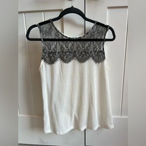 White blouse with black lace!